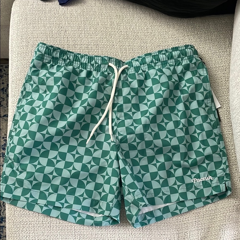 NWT PacSun Green Geometric Men's Swim Shorts